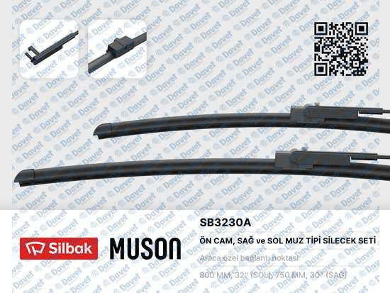 SILBAK SB3230A Silecek Supurgesi Tk 800/750mm (Muz Tipi) C4 Picasso / C4 Grand Picasso 10/06>